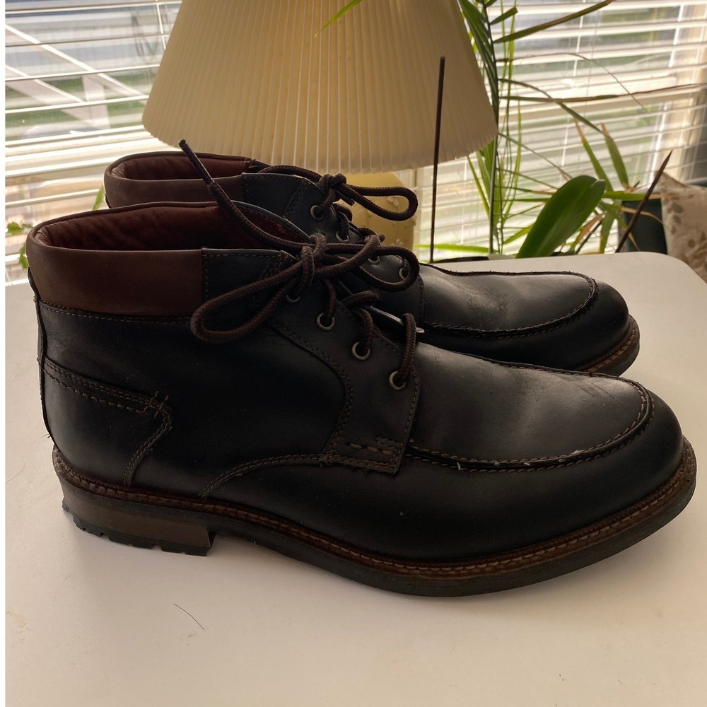 Johnston & Murphy Waterproof Chukka Boots Men 10M Black Brown Leather Moc Toe